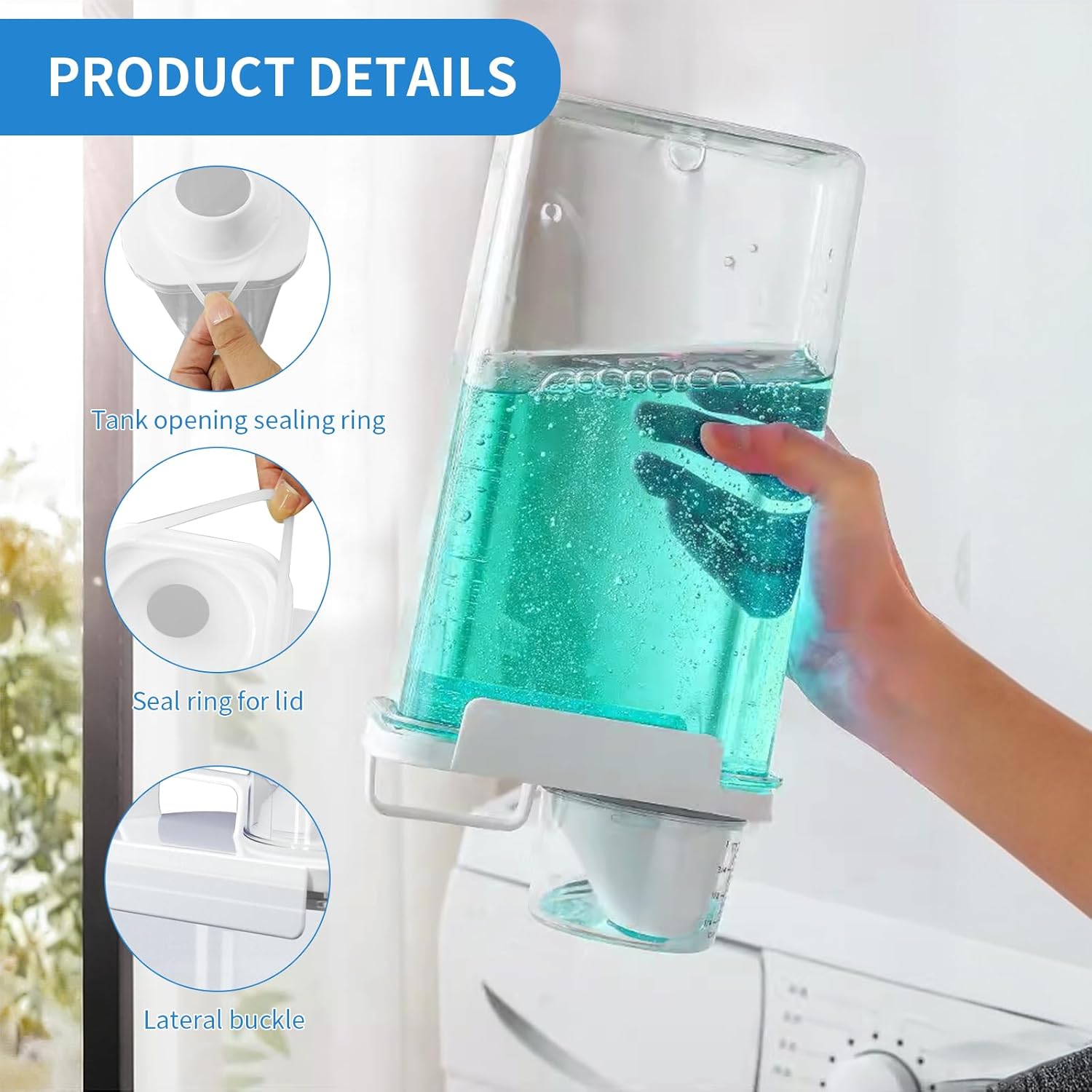 5 Pcs Liquid Laundry Detergent Dispenser 78 oz Clear Soap Powder Container with Lids Fabric Softener Bleach Dispenser for Storage Laundry Room Organization