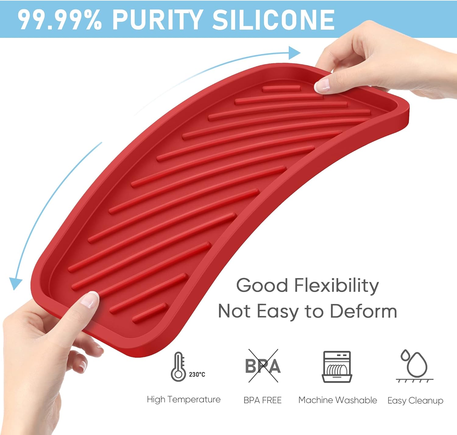 EG-SIPRO Silicone Sponge Holder, Large 10" Kitchen Sink Organizer Tray, Sponge Caddy for Bathroom Counter, Dish Soap for Scrubber, Soap Dispenser, Scouring Pad