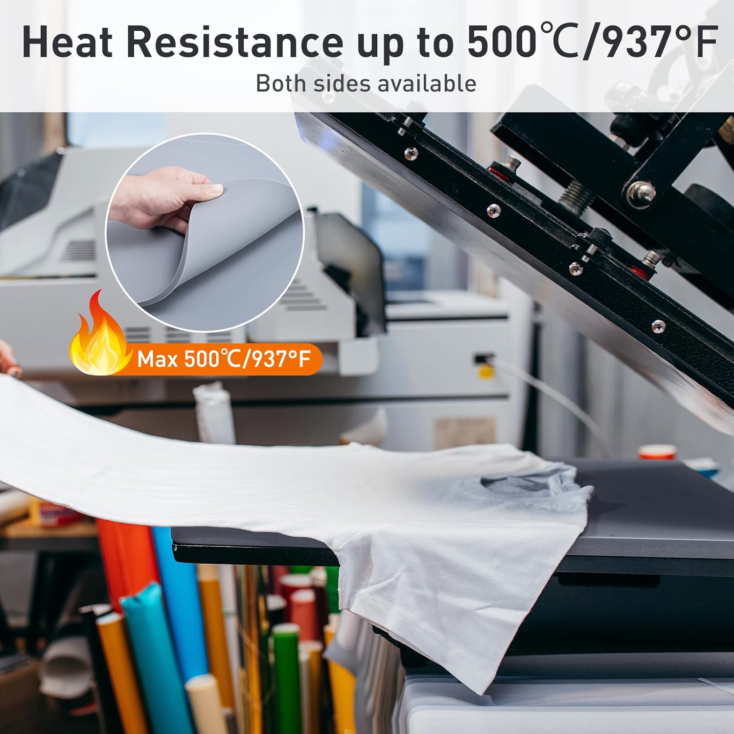 0.34" Thick Cybrixus Heat Press Mat Silicone 16x20, Silicone HeatPress Pad Support Double Sided Use for Heat Press, 500°C/937°F Heavy and Sturdy Washable Base Pad Suitable for HTV Heat Transfer Vinyl