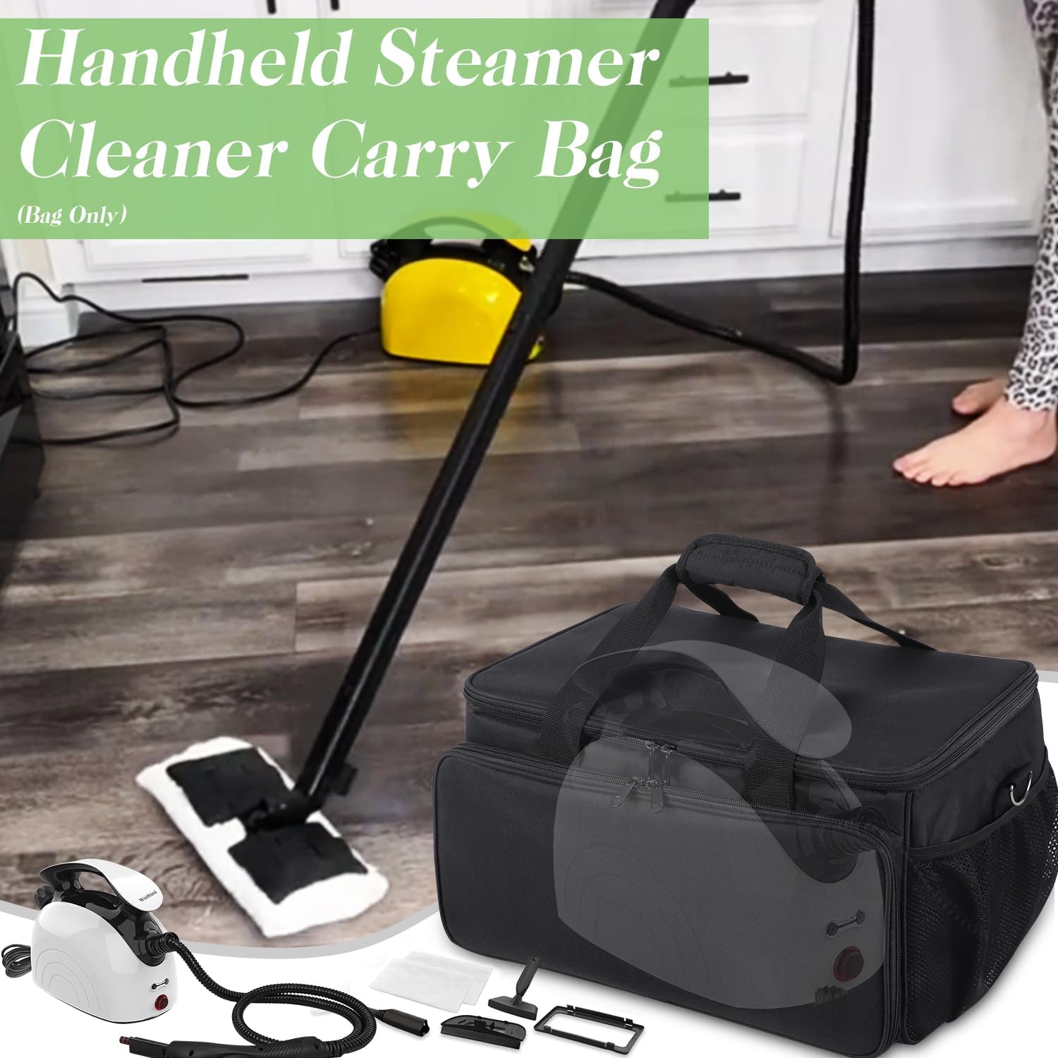 Portable Storage Bag Compatible with Waitbird Steam Cleaner,Adjustable Handheld Steam Cleaner Carrying Bag,Large Capacity Storage Bag with Extra Pockets for Accessories,Case Only
