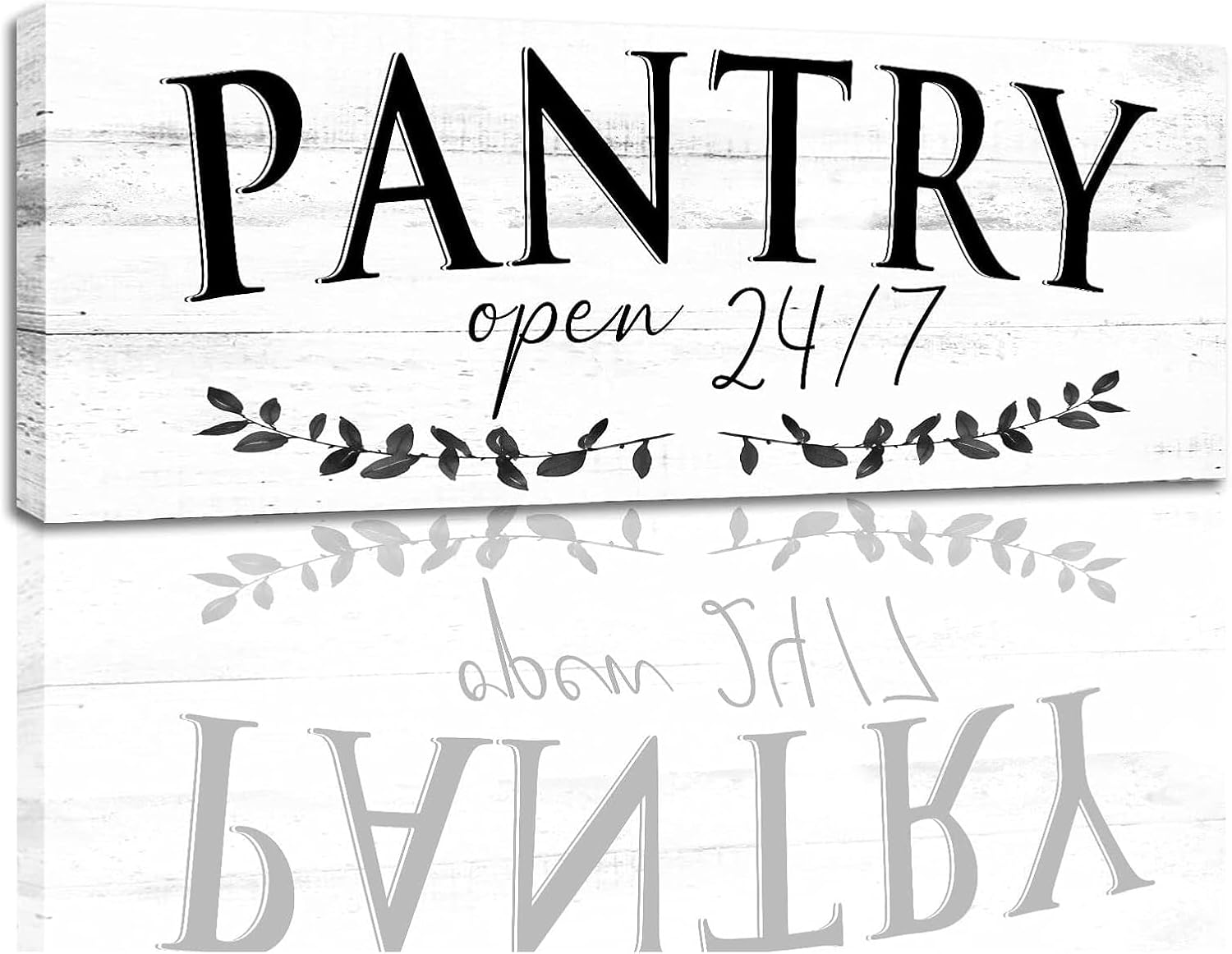 1 KINGO Rustic Pantry Signs Wall Decor: Farmhouse Kitchen Wall Art 6" x 14.5" Canvas Print Decorative Plaque Wall Hanging Open 24/7 Sign for Pantry Dining Room Home Decor