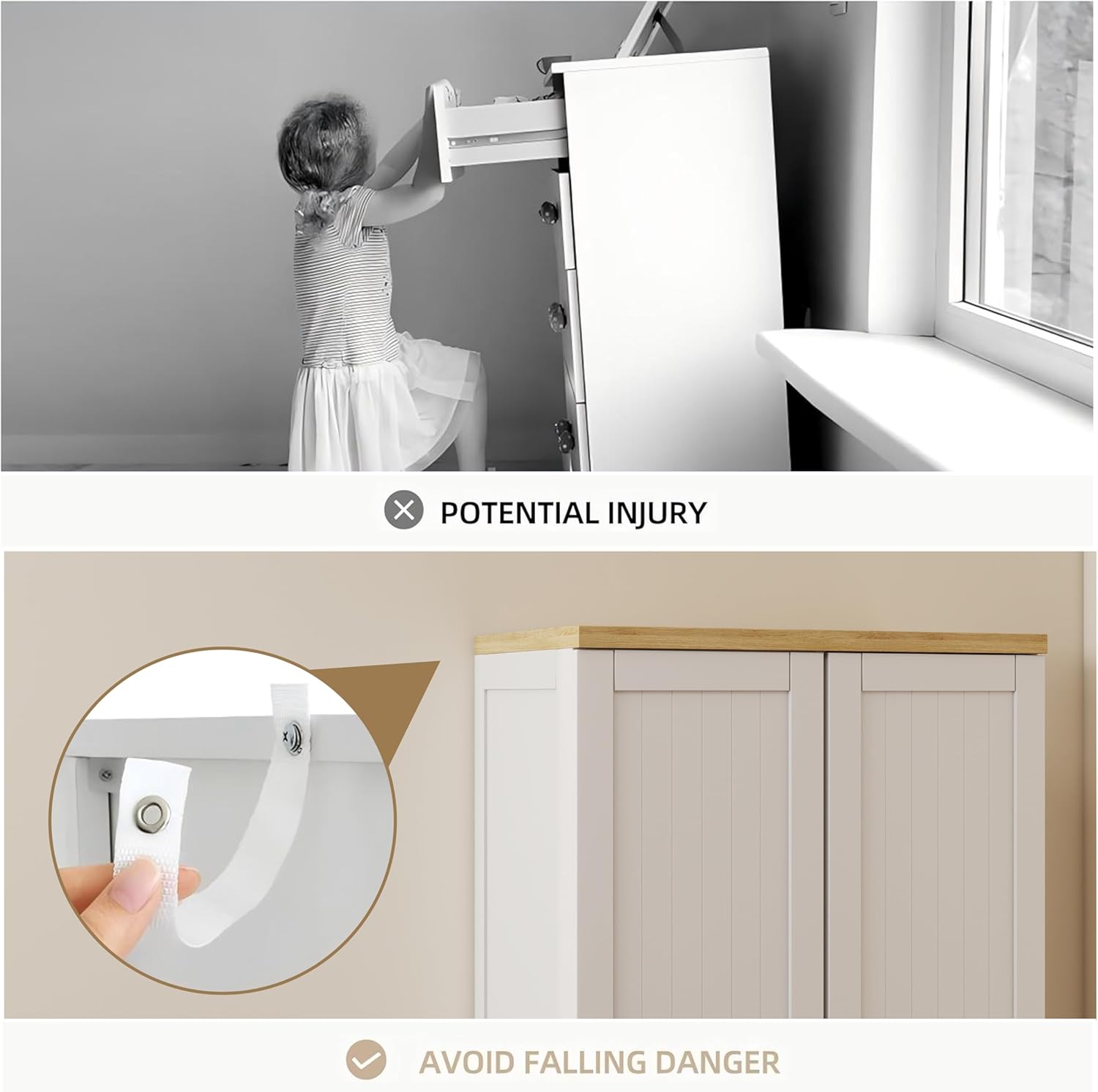 Wooden 55" Tall Broom Closet Storage Cabinet for Vacuum Cleaner & Floor Scrubbers with 2 Doors and Adjustable Shelf, Cleaning Supply Cabinet with Bottom Openwork for Laundry Room, Garage