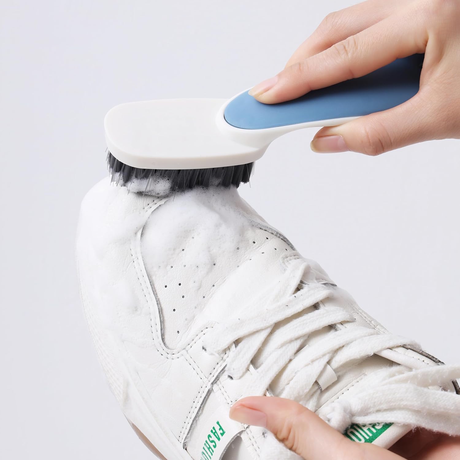 Laundry Scrub Brush 2 Pack - Soft Bristle Shoe & Clothes Scrubbing Brush for Stains - Household Cleaning Tool for Bathroom Countertop & Bathtubs (Gray)