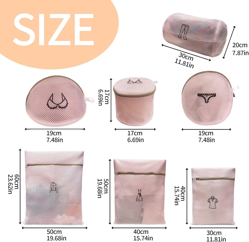 (2Pcs) high-end zipper mesh laundry bag, travel storage and finishing bag, to protect your exquisite clothes, suitable for jackets, underwear, tights, etc. (Pink, Shell bra)