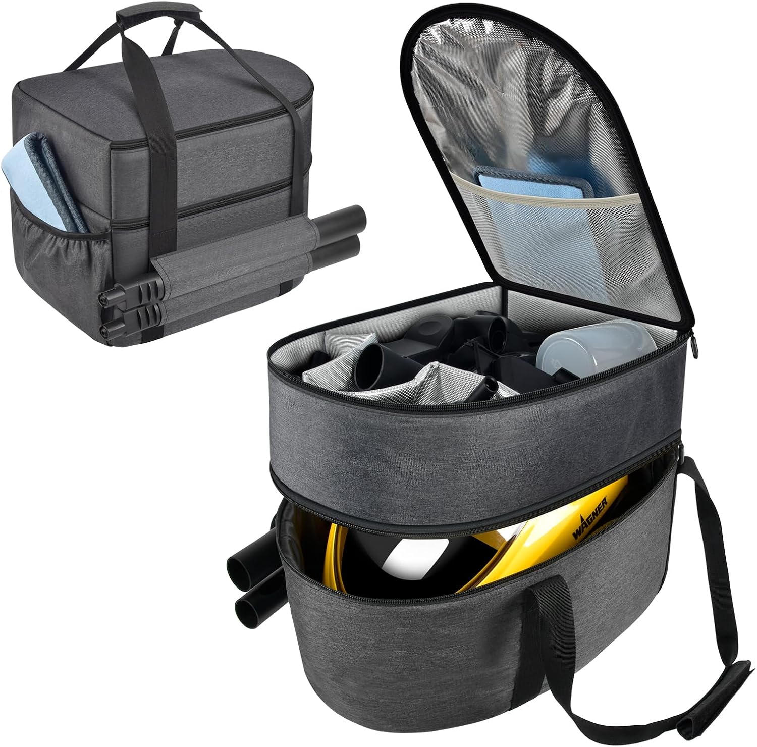 Bag for Wagner Spraytech 0282014 915e Portable Steam Cleaner, Foldable Handheld Steamer Storage Case Container for 18 Accessories Cleaning Brushes, Wallpaper Steam Plate with Pockets-Bag Only