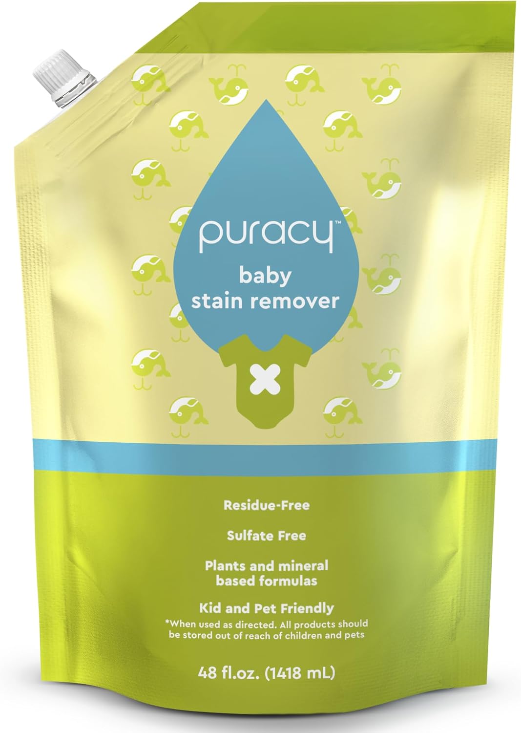 Puracy Stain Remover - Cleaning Spray, Clothes Stain Removal, Laundry Stain Spray for Clothes, Travel Spot and Oil Remover - Natural Spot Cleaner, 48 Oz