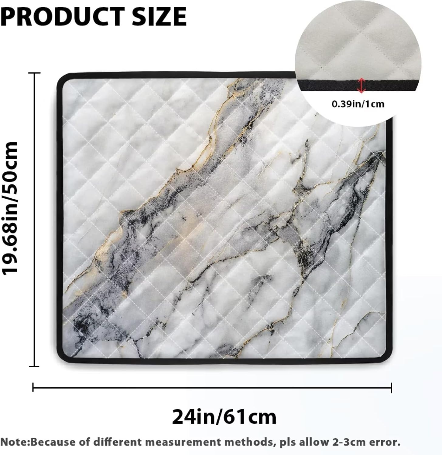 1 Pcs Washer and Dryer Cover for the Top, 24'' x 19.68'' Washing Machine Protector Mat Polyester Pad for Home Kitchen Laundry Room, White Black Marble Crack Abstract Print