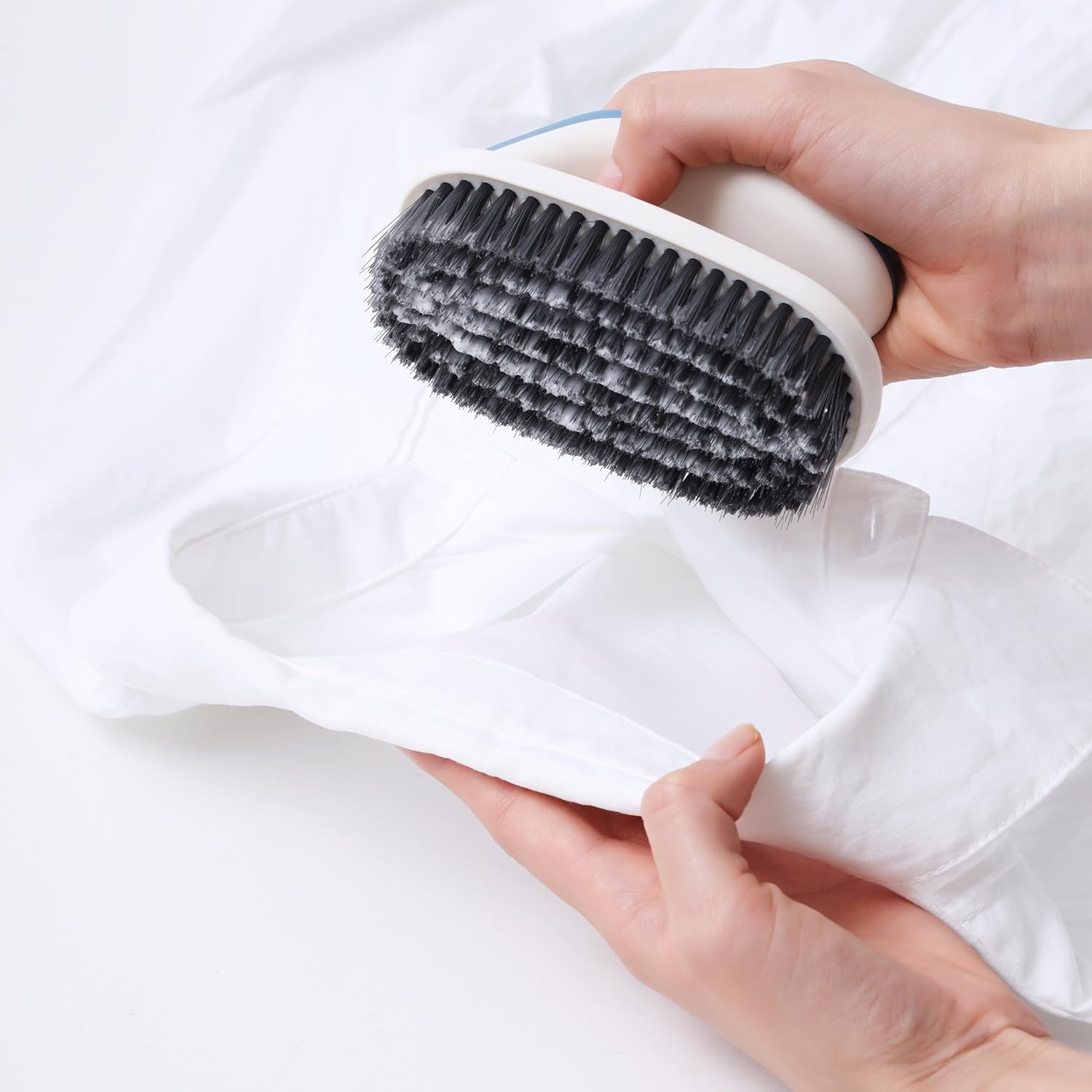 Laundry Scrub Brush 2 Pack - Soft Bristle Shoe & Clothes Scrubbing Brush for Stains - Household Cleaning Tool for Bathroom Countertop & Bathtubs (Gray)