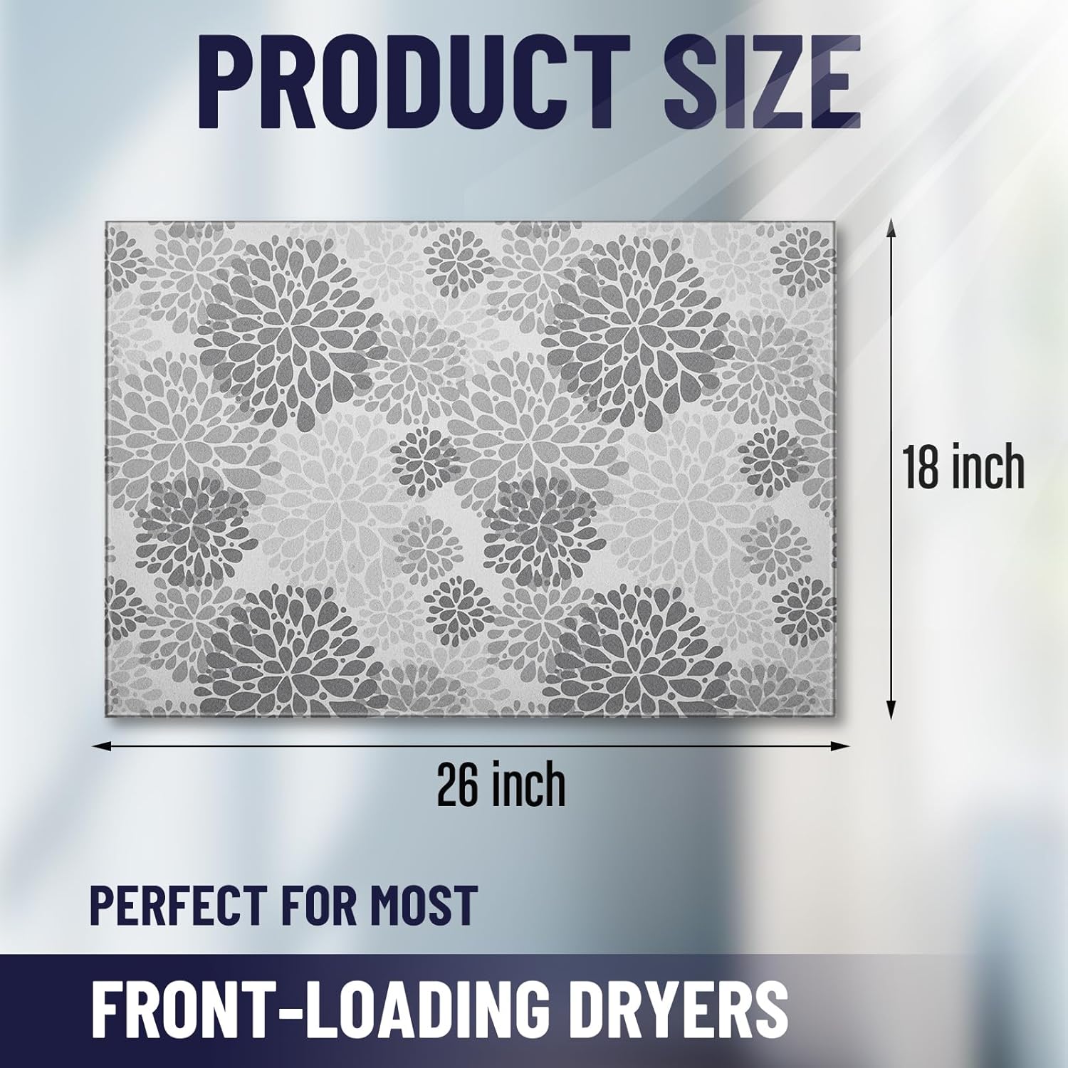 1 Pcs 26" x 18" Dryer Top Protector Mat, Washer and Dryer Topper, Non Slip Waterproof Machine Cover Dust Proof Quick Drying Topper Pad for Laundry and Kitchen (Bloom)