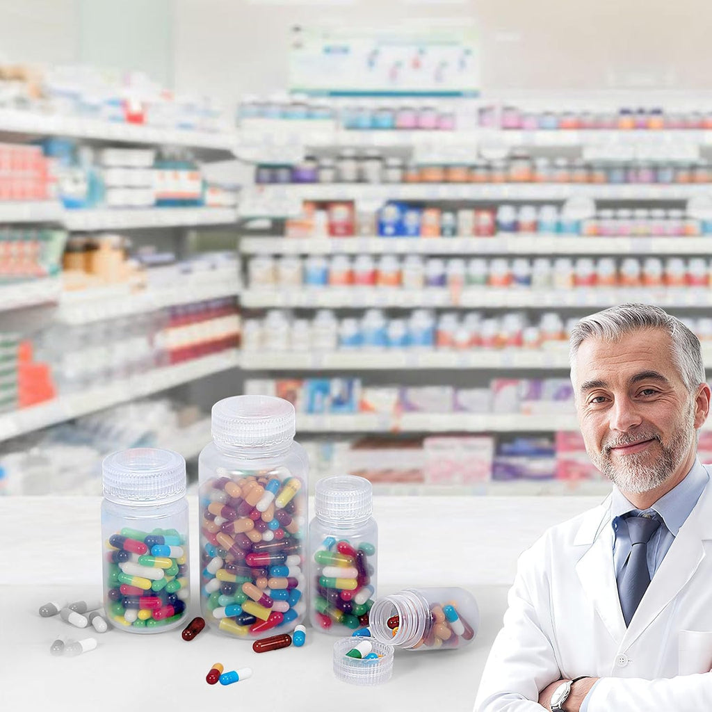 1 oz Wide Mouth Lab Bottle - Laboratory Grade Portable Clear PP Container, Sealed Leak-proof, Perfect for Water Samples and Pills(5 Pcs)