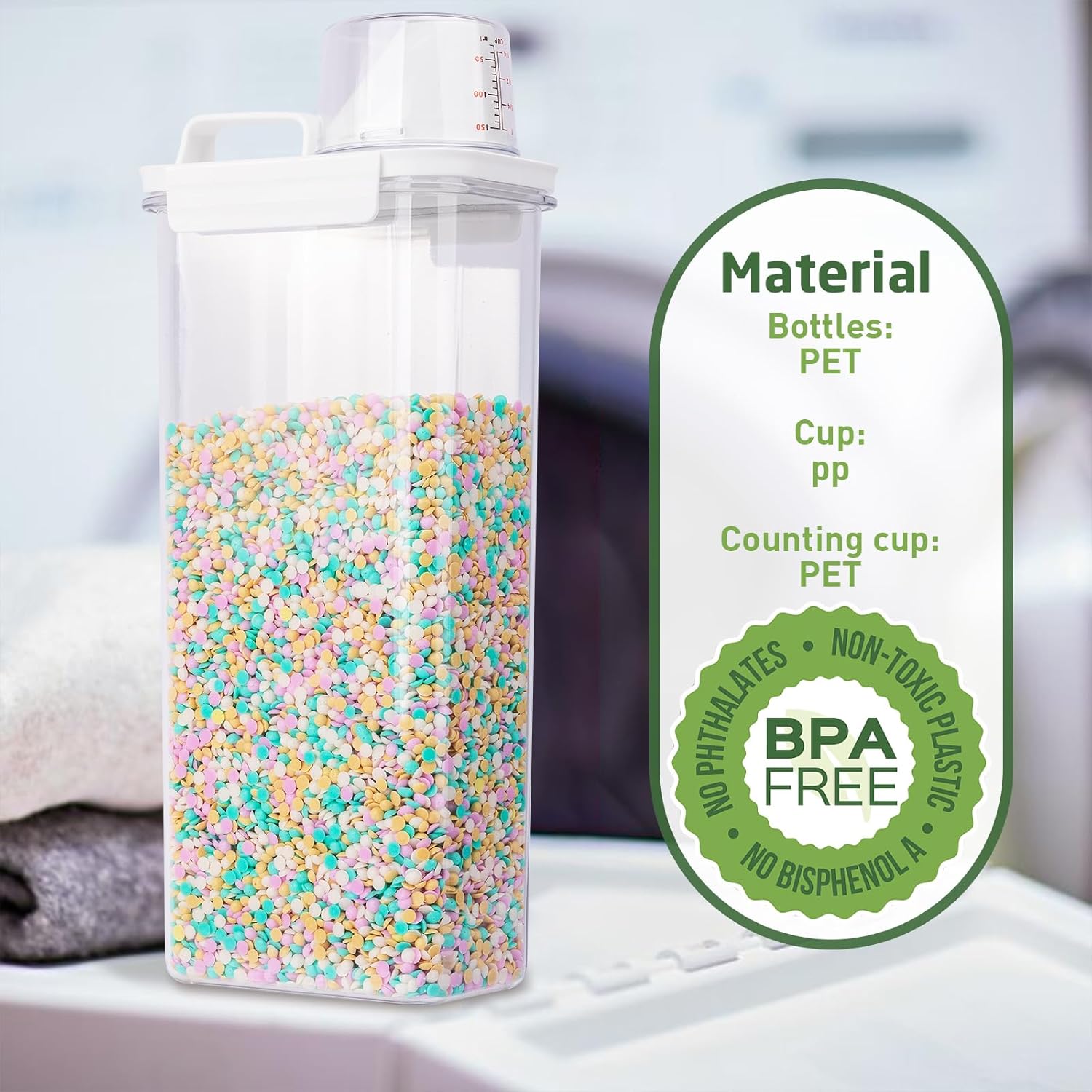 Laundry Detergent Dispenser-1 Pack, Detergent Dispenser with 4 Removable Labels, Laundry Soap Dispenser for Laundry Room Organization and Storage, BPA Free & PET Plastic Clear (98 oz)