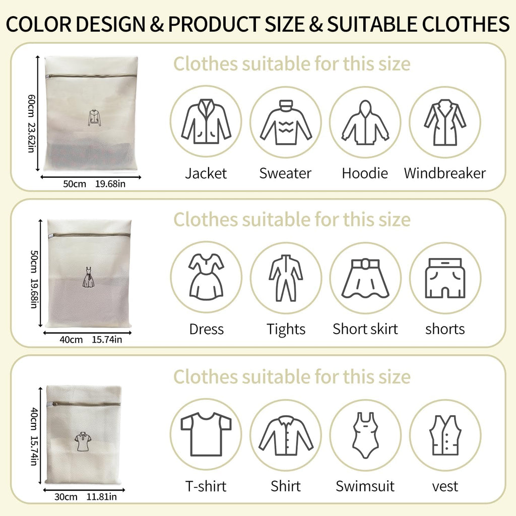 (2Pcs) delicates wash bags 3-Layer Durable Fine Mesh Wash Bags with Rust-Proof Hidden Zipper, Tangle-Proof & Space-Saving for Delicates, Bras, Lingerie, Clothes (Beige, Cylindrical bra)