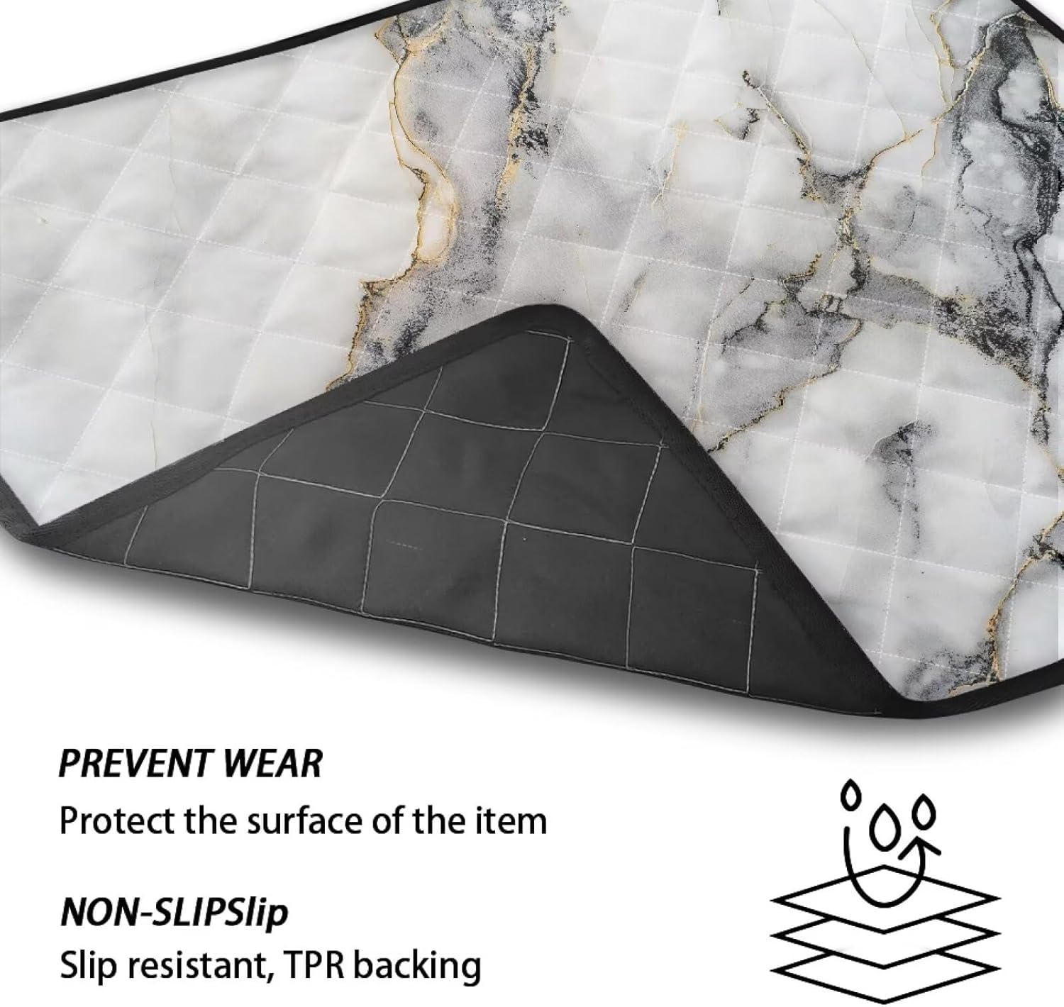 1 Pcs Washer and Dryer Cover for the Top, 24'' x 19.68'' Washing Machine Protector Mat Polyester Pad for Home Kitchen Laundry Room, White Black Marble Crack Abstract Print