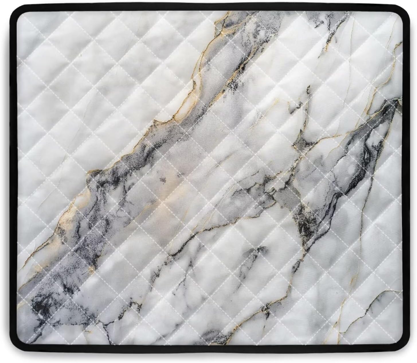 1 Pcs Washer and Dryer Cover for the Top, 24'' x 19.68'' Washing Machine Protector Mat Polyester Pad for Home Kitchen Laundry Room, White Black Marble Crack Abstract Print