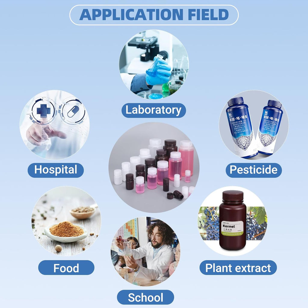 1 oz Wide Mouth Lab Reagent Bottle, Laboratory Grade Chemical Container, Sealed Leak-proof Translucent HDPE Bottle, Pill Bottle, Water Sample Bottle(5 Pcs)