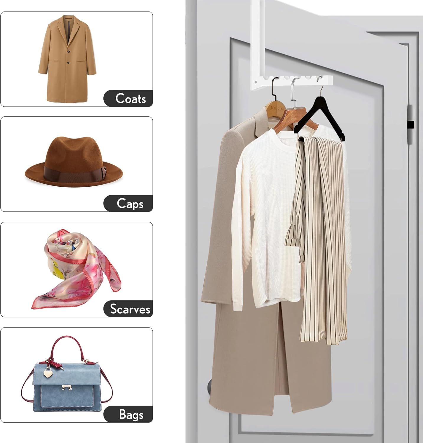 1 Pack Over The Door Hanger Hooks for Clothes, Small Portable Clothes Drying Rack for Laundry, Heavy Duty Foldable Rack for Coat Clothing Towels Hanging