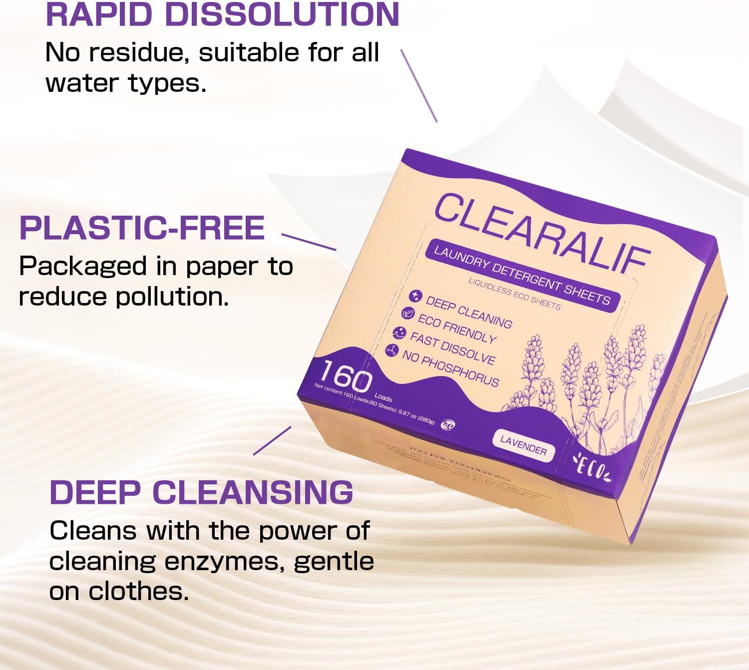 CLEARALIF All in One Laundry Detergent Sheets Kit, Lavender Scent, 160 Loads Laundry Sheets + 160 Drying Sheets, Laundry Set Great for Travel, Softener Sheets Eco Package Friendly & Hypoallergenic