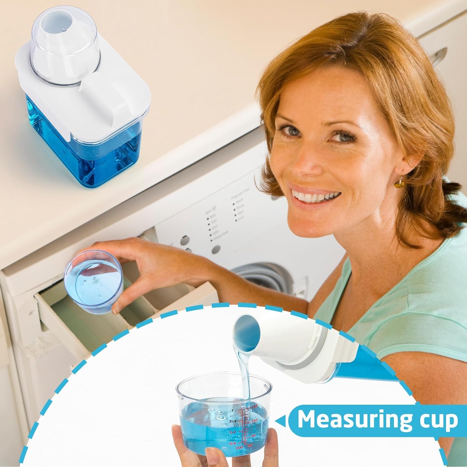 Laundry Detergent Dispenser-1 Pack, 37 oz Detergent Dispenser with 4 Removable Labels, Laundry Soap Dispenser for Laundry Room Organization and Storage, BPA Free & PET Plastic Clear