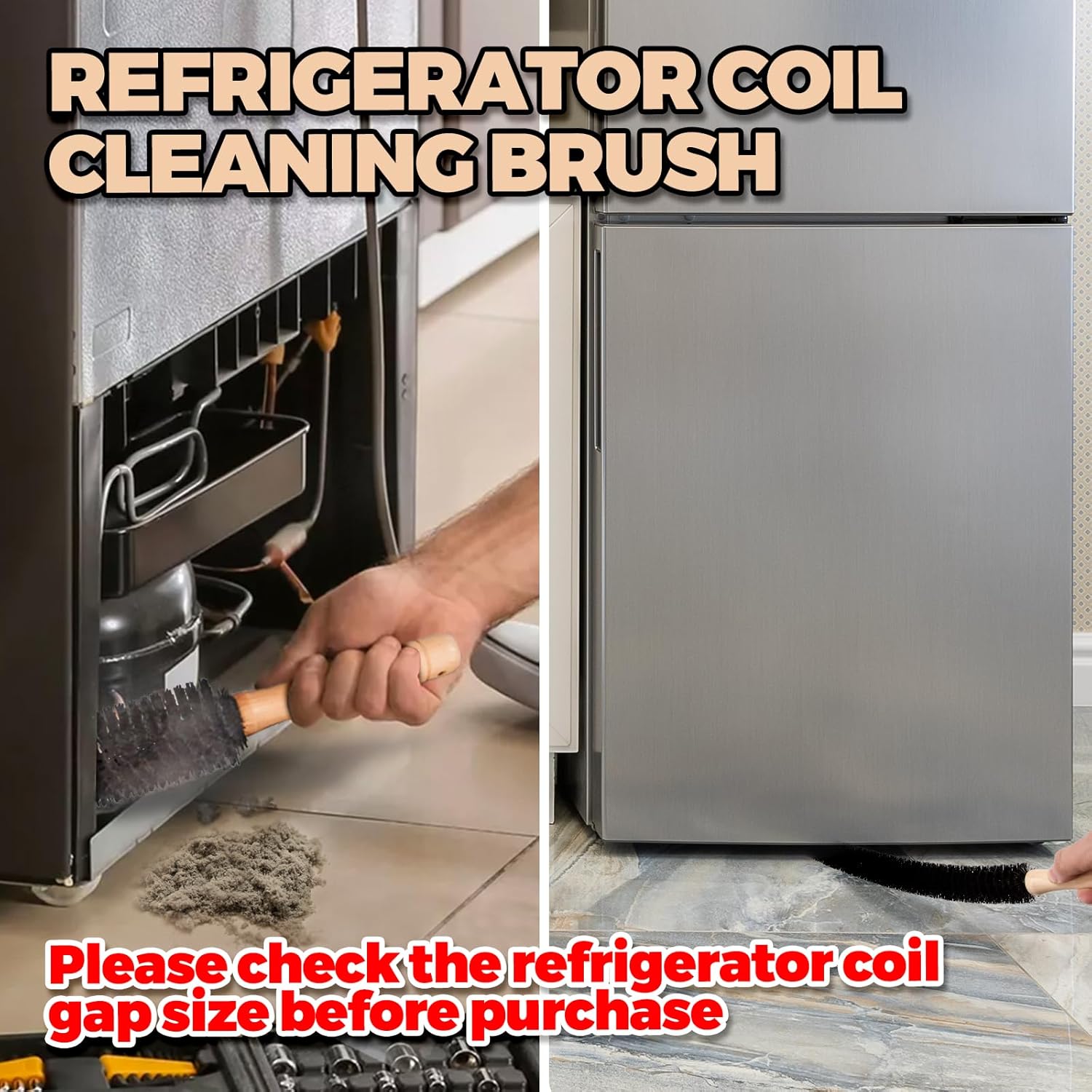 Holikme Dryer Vent Cleaner Kit 2 Pack - Household Cleaning Supplies,Long Flexible Refrigerator Coil Brush Radiator Brush,Dryer Lint Brush Home Essentials for Lint Trap Dust Vacuum Brush