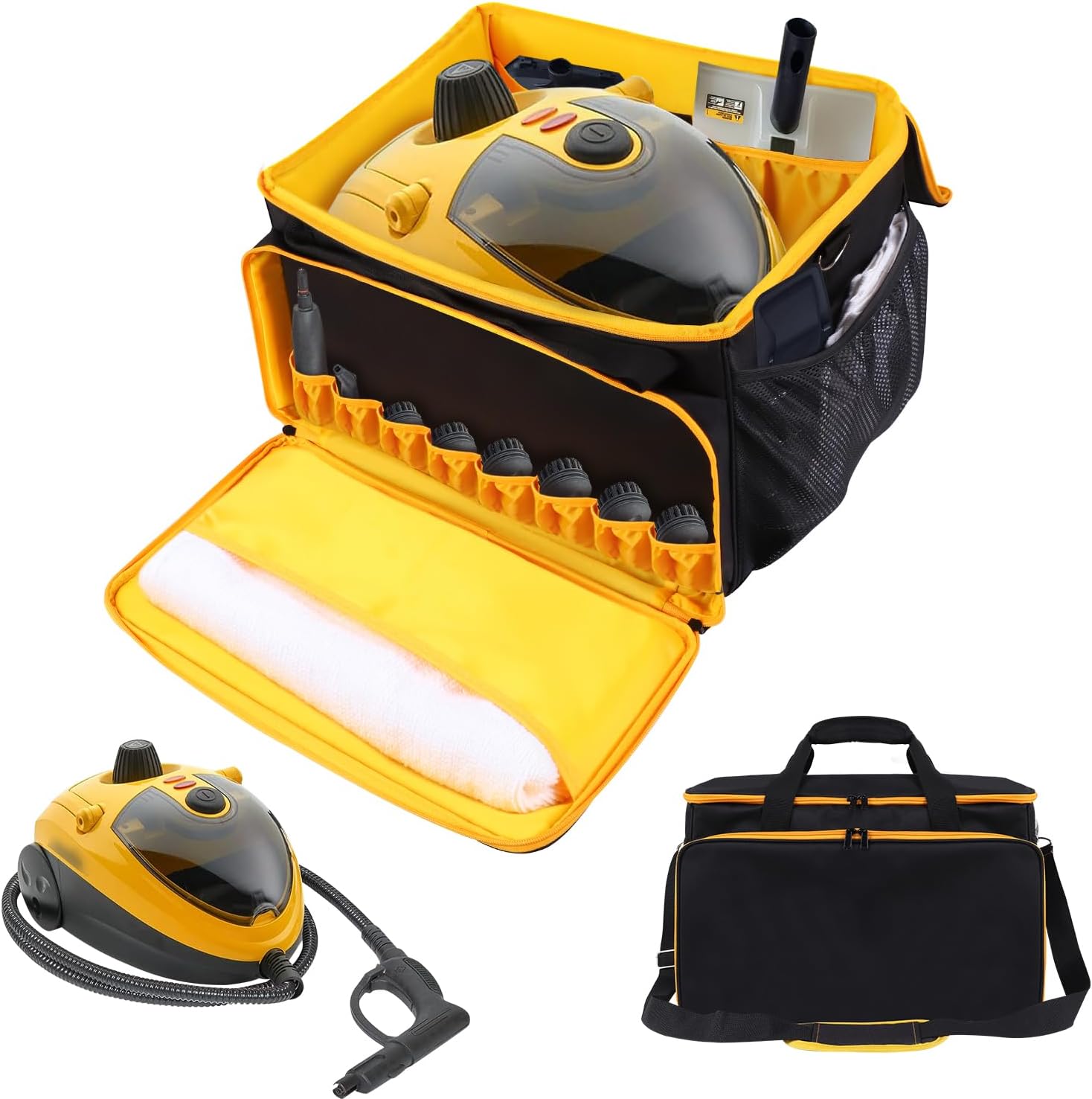 Storage Bag Compatible with Wagner Spraytech C900134 Steamer, Adjustable Steamer Storage Bag Portable Carry Organizer for Steam Cleaner with Extra Pockets for Accessories, Bag Only