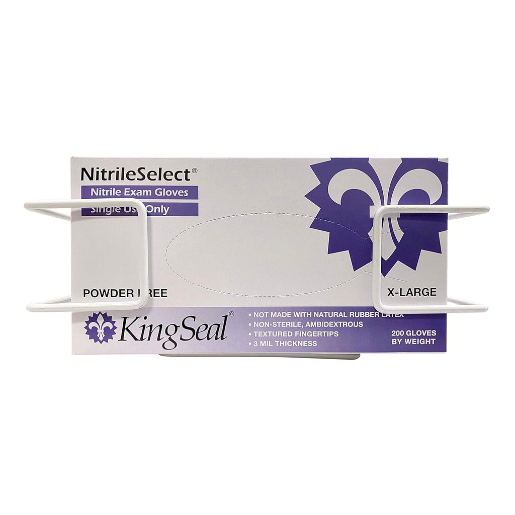 1 Each | Disposable Glove or Tissue Box Holder, Wire Rack, Wall Mounted Universal Box Holders, for Larger Sized Single Boxes, White - 1 Glove Box Holder