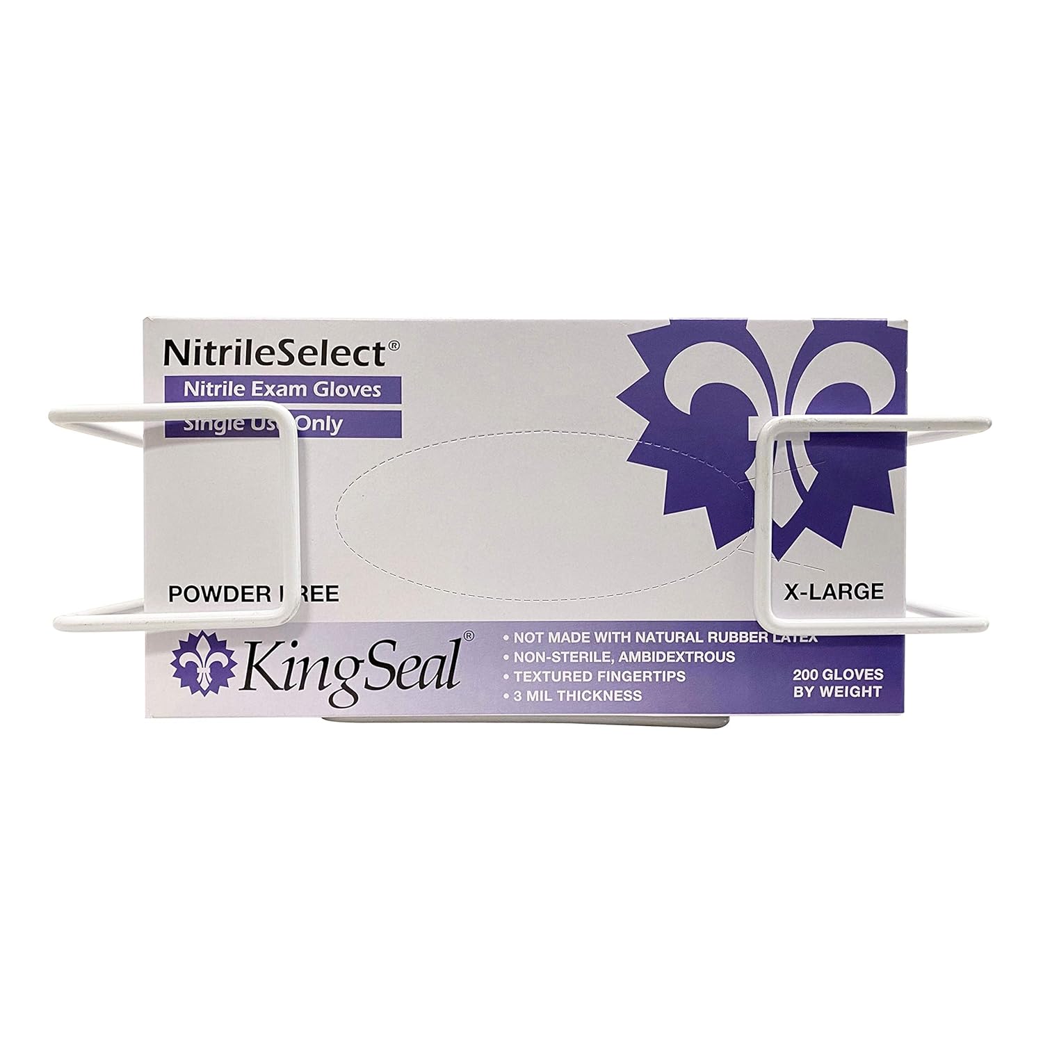 1 Each | Disposable Glove or Tissue Box Holder, Wire Rack, Wall Mounted Universal Box Holders, for Larger Sized Single Boxes, White - 1 Glove Box Holder