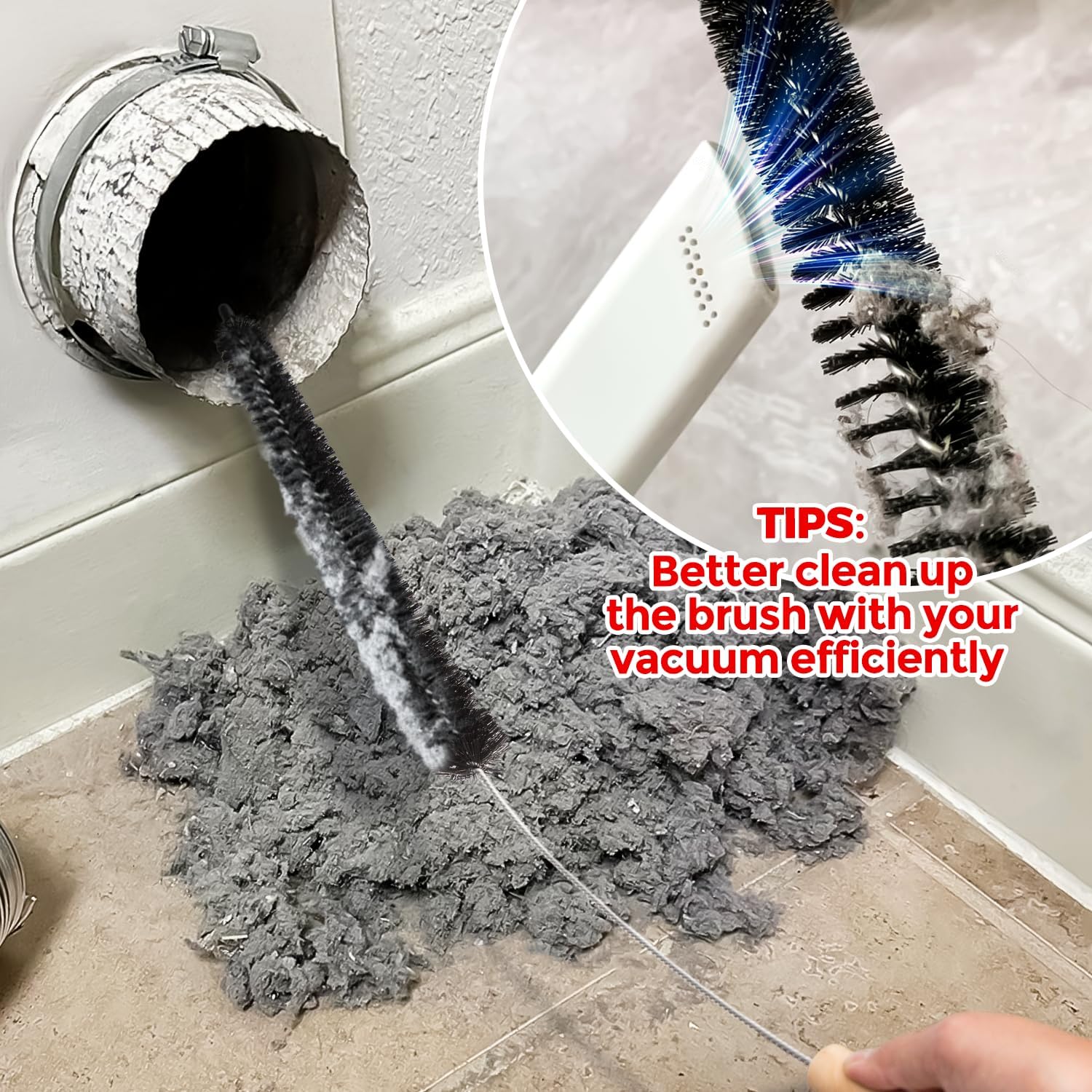 Holikme Dryer Vent Cleaner Kit Clothes Dryer Lint Brush Vent Trap Cleaner Home Essentials Long Flexible Vacuum Brush,Crevice Gap Cleaning Tool Brush