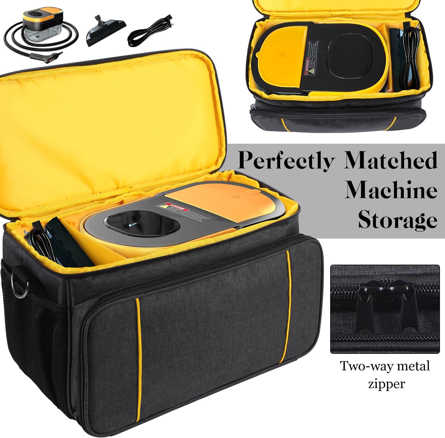 Storage Bag Compatible with Gautye Handheld Steam Cleaner, Carrying Case with Removable Shoulder Strap Portable Steam Cleaner Storage Organizer with Extra Pockets, Bag Only