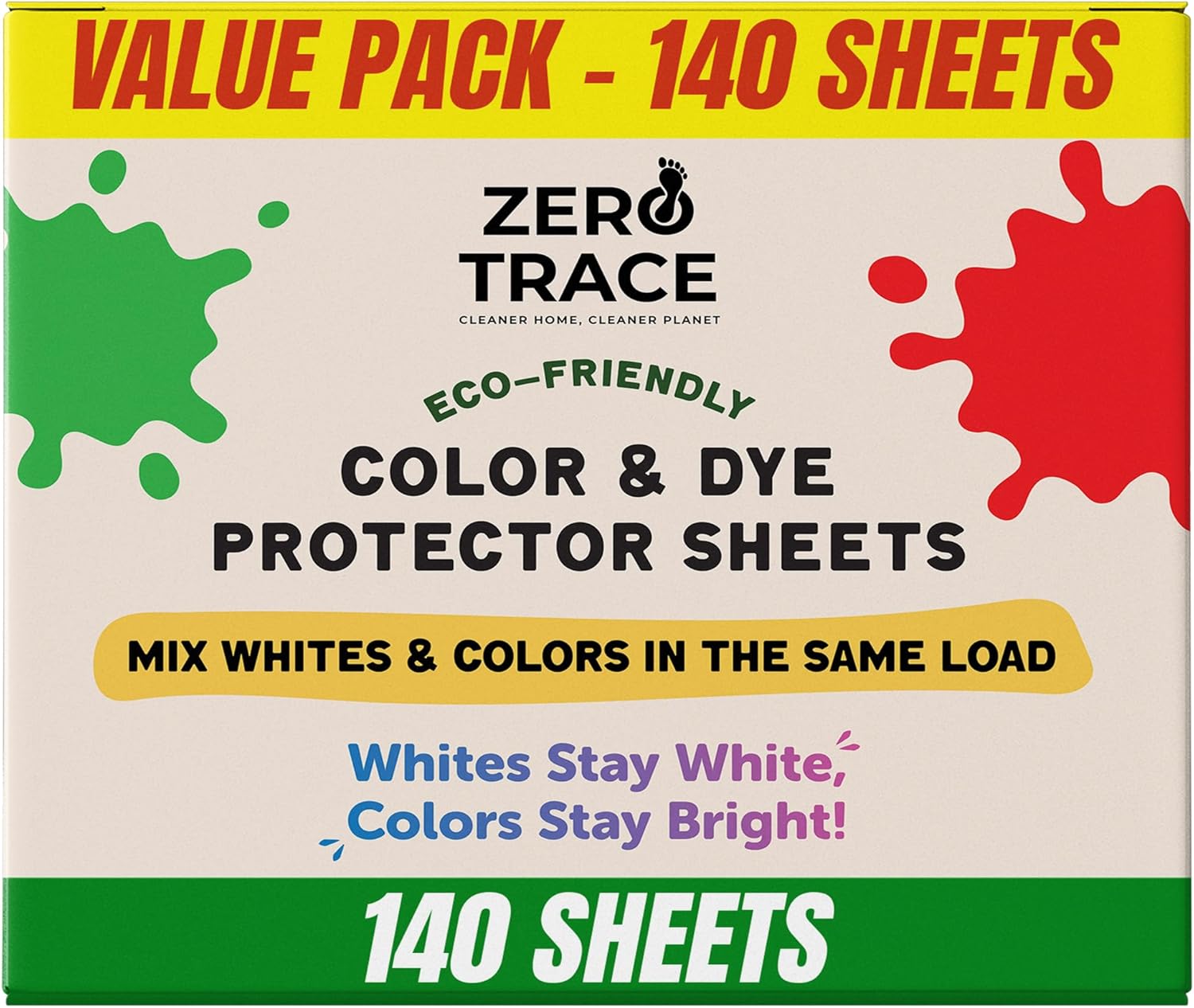 Zero Trace Color Catchers for Laundry - Protects Clothes with Color Dye Catcher,Run Remover, Color Grabbing and Color Bleed Remover for Clothes - 140 Sheets