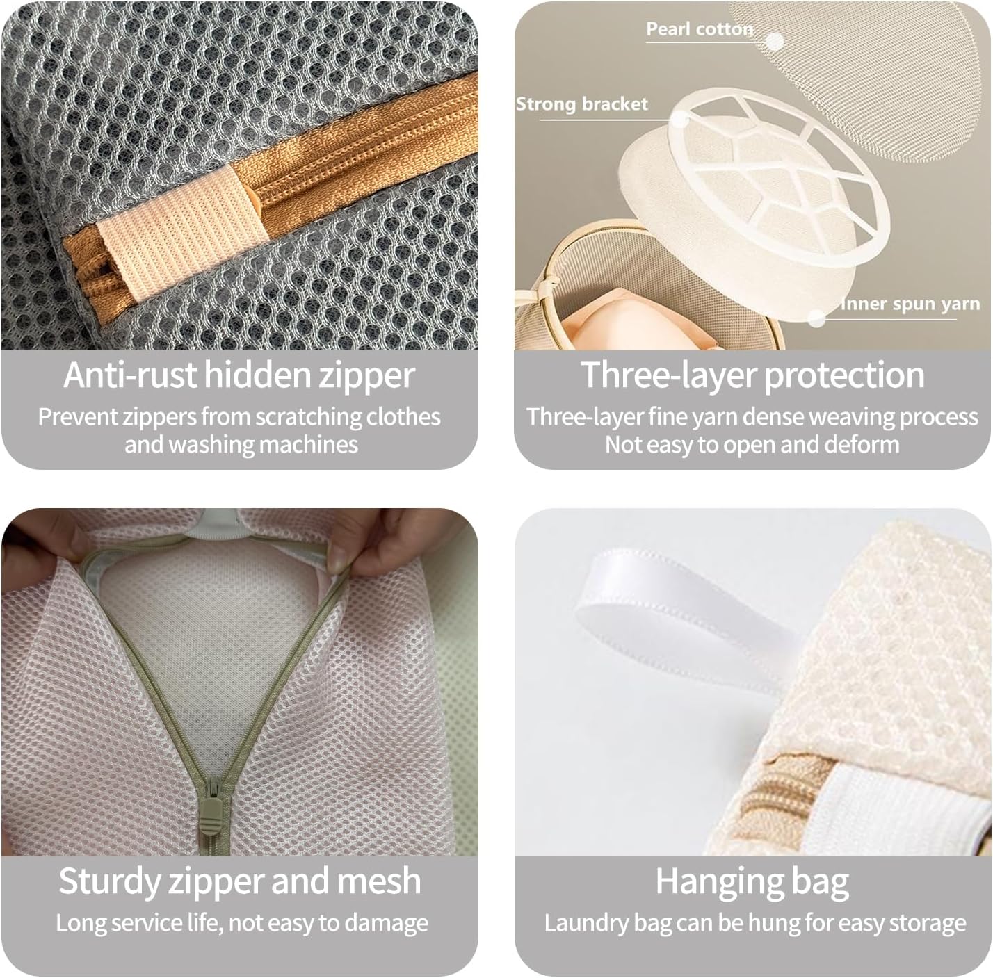 (2Pcs) high-end zipper mesh laundry bag, travel storage and finishing bag, to protect your exquisite clothes, suitable for jackets, underwear, tights, etc. (Beige, Dress)