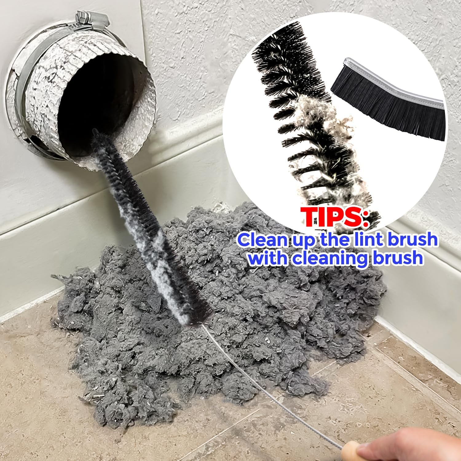 Holikme 3 Pieces Dryer Vent Cleaner Kit - Lint Removal Cleaning Tool, Dryer Vent Trap Vacuum Brush, Long Flexible Refrigerator Coil Brush,Crevice Gap Cleaning Tool Brush