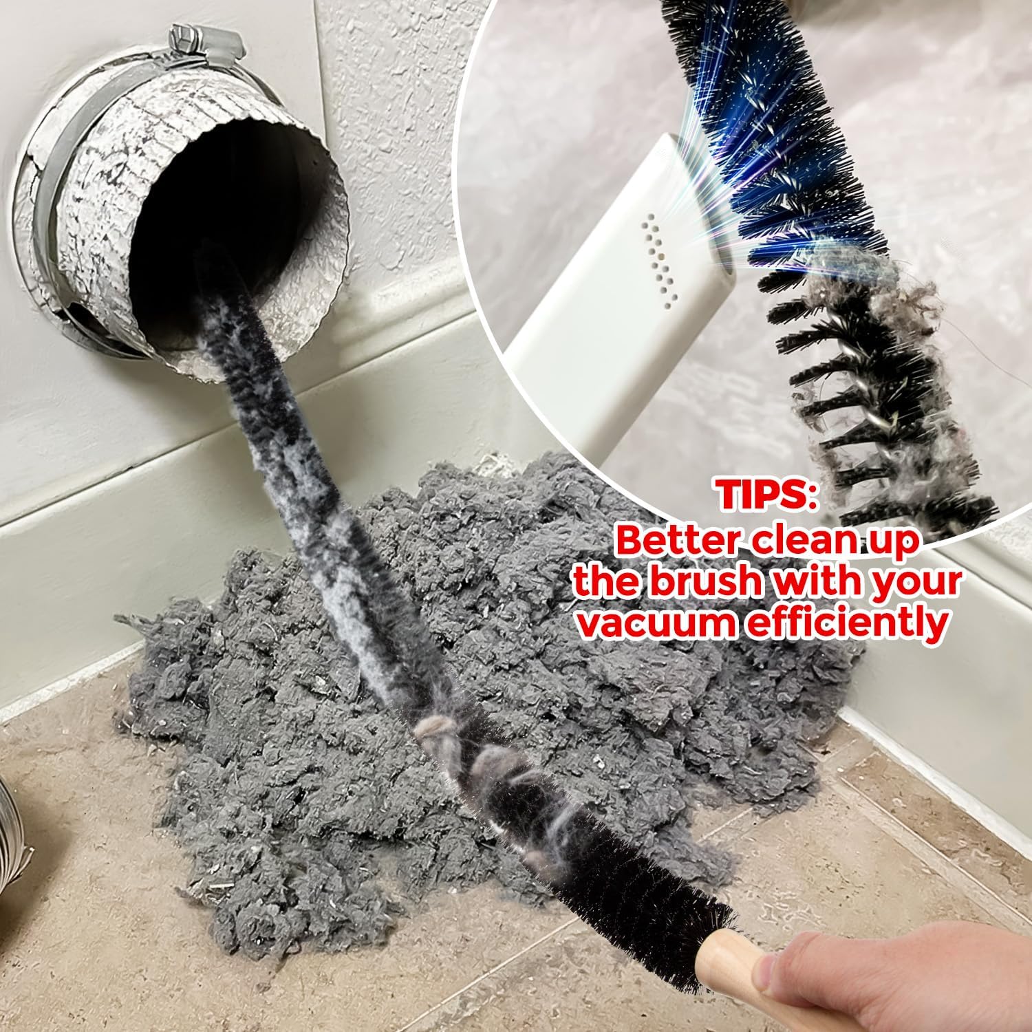Holikme Dryer Vent Cleaner Kit 2 Pack - Household Cleaning Supplies,Long Flexible Refrigerator Coil Brush Radiator Brush,Dryer Lint Brush Home Essentials for Lint Trap Dust Vacuum Brush