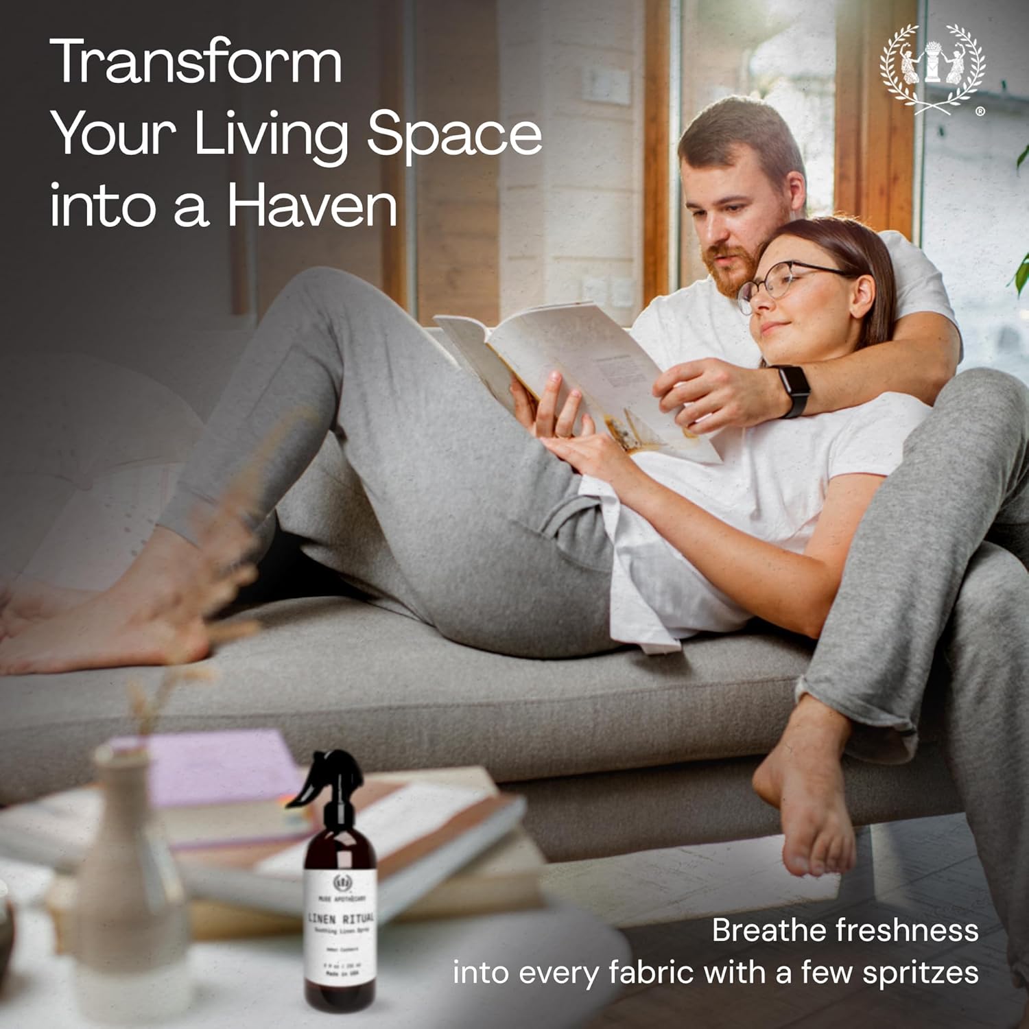 Muse Apothecary Linen Ritual - Aromatic, Soothing, and Relaxing Linen Spray for Bedding, Laundry and Fabric Spray Freshener - Infused with Aromatherapy Essential Oils - Lavender Serenity