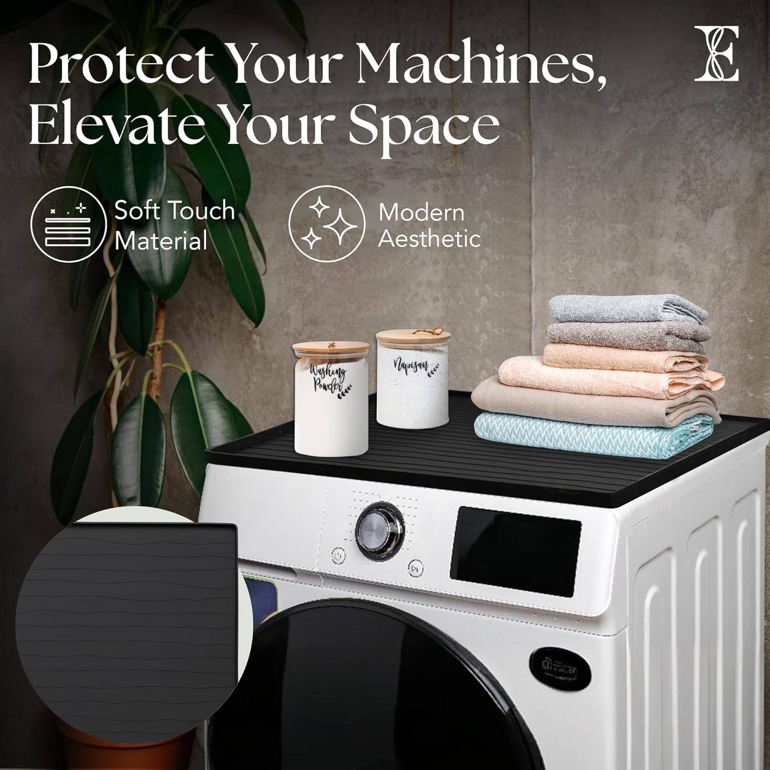 1 PC Washer and Dryer Top Cover Protectors 25" x 25", Laundry Machine Dust Guards (Onyx (Dark Grey))