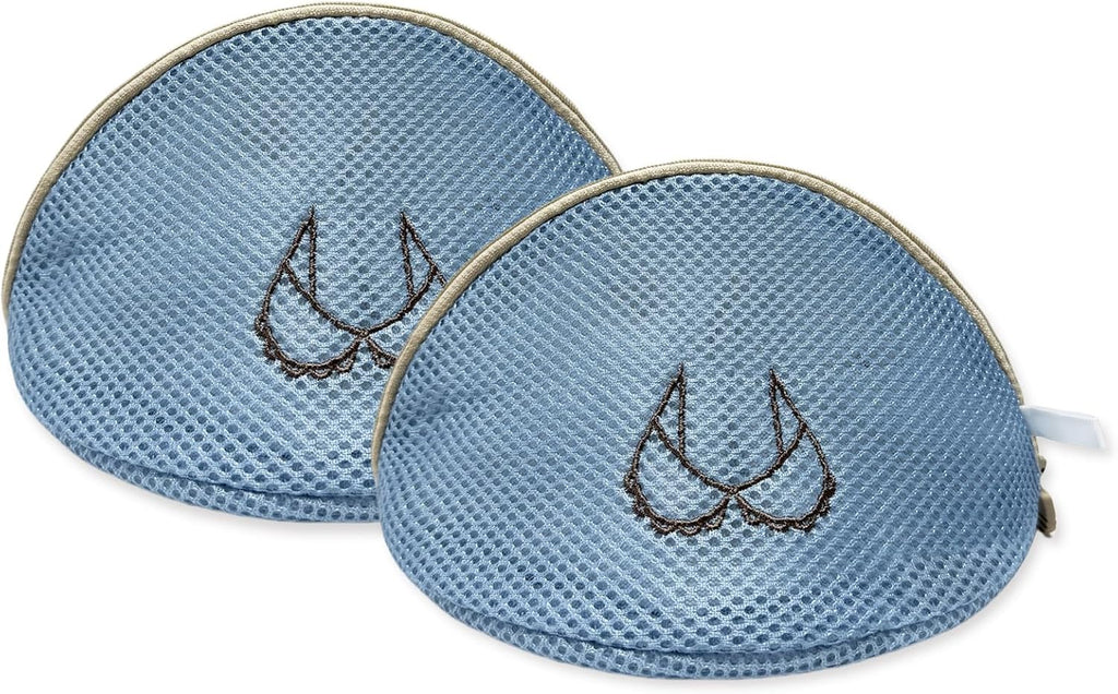 (2Pcs) delicates wash bags 3-Layer Durable Fine Mesh Wash Bags with Rust-Proof Hidden Zipper, Tangle-Proof & Space-Saving for Delicates, Bras, Lingerie, Clothes(Blue, Shell bra)