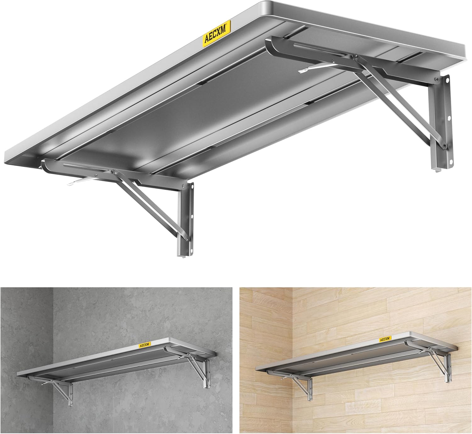 1.2x3ft Adjustable Rail Type Folding Storage Rack Shelf, Suitable for Garage, Storage Room, Kitchens Wall Shelf Garage Storage Rack Floating Shelves, Folding Panels (1pc-Silver Gray)