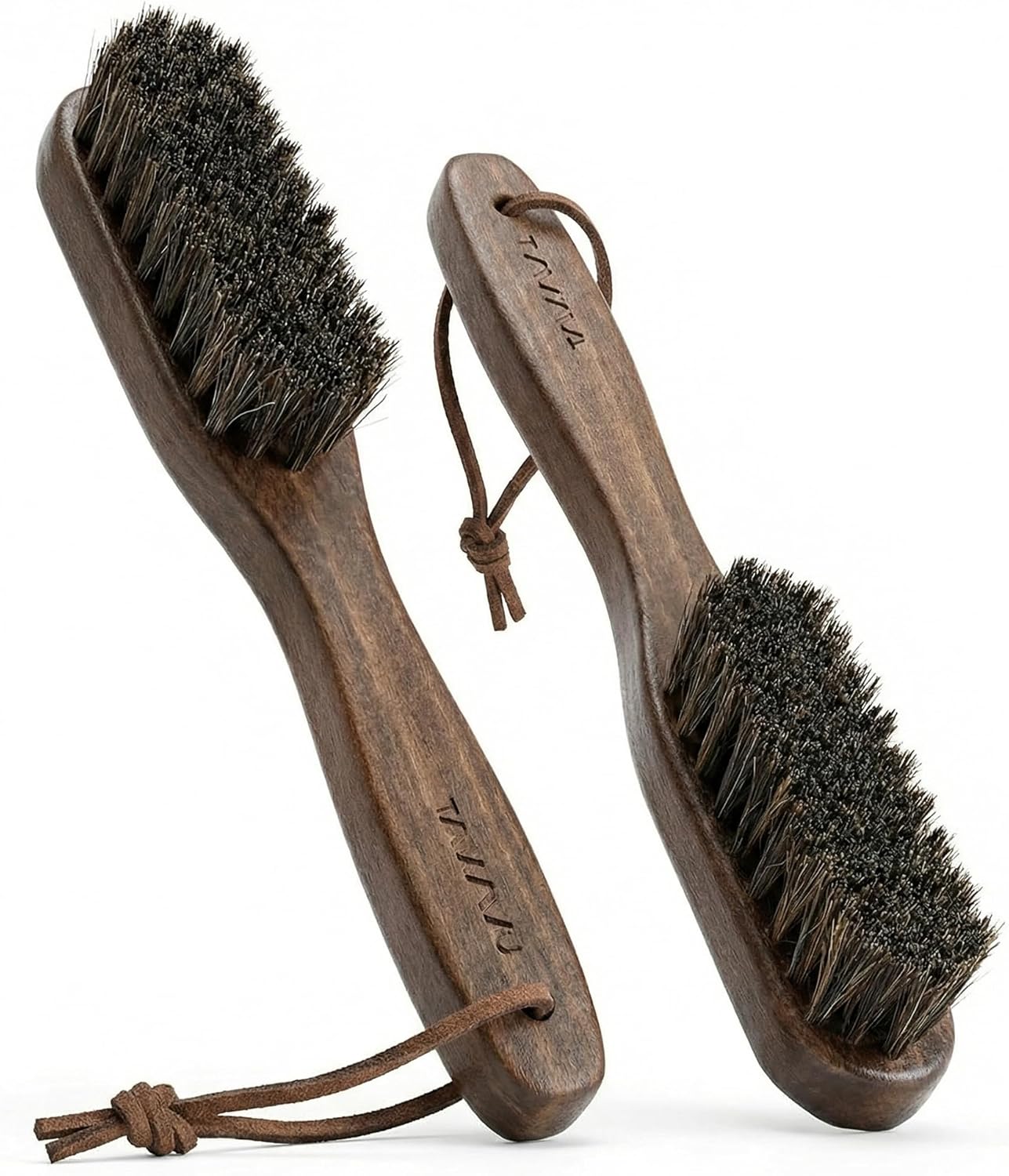 Takavu Horsehair Laundry Stain Brush Set (2 Pack) - Soft Bristle Spot Cleaner for Delicate Fabrics, Clothes Pre-Wash, Gentle Garment Care Tool