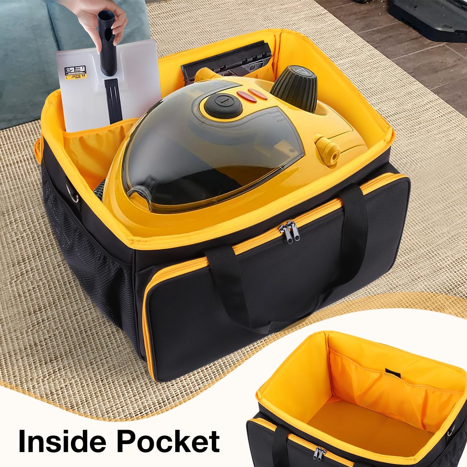 Storage Bag Compatible with Wagner Spraytech C900134 Steamer, Adjustable Steamer Storage Bag Portable Carry Organizer for Steam Cleaner with Extra Pockets for Accessories, Bag Only