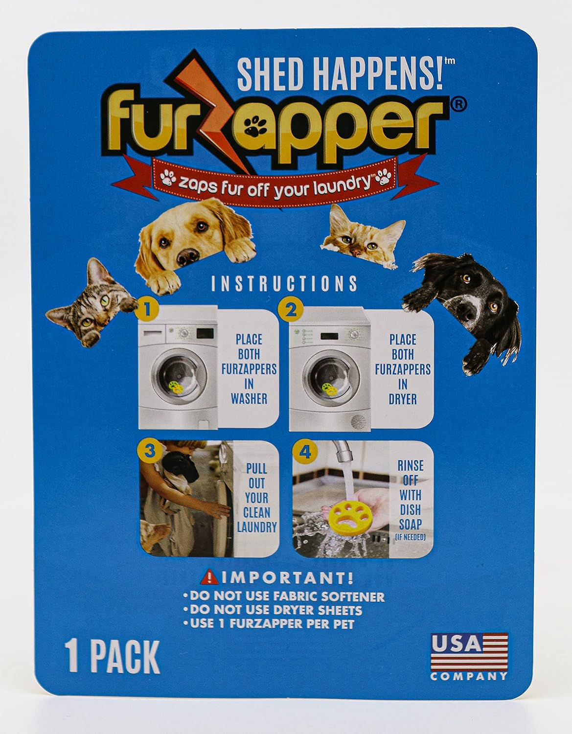 1 PK FurZapper Pet Hair Remover for Laundry