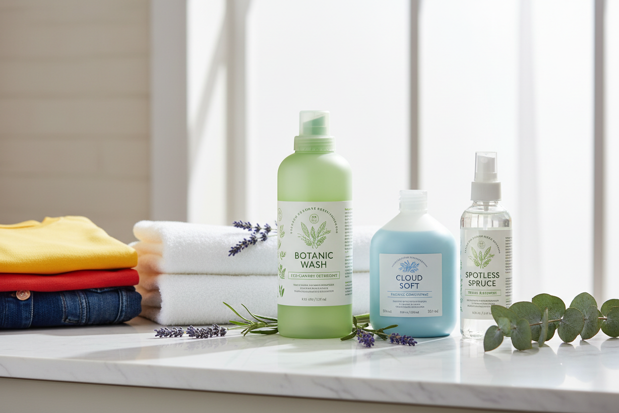 Laundry Solutions:

Powerful, plant-based detergents that keep clothes fresh and vibrant

Fabric softeners that are gentle on sensitive skin

Stain removers that tackle tough spots naturally (make it real photo)